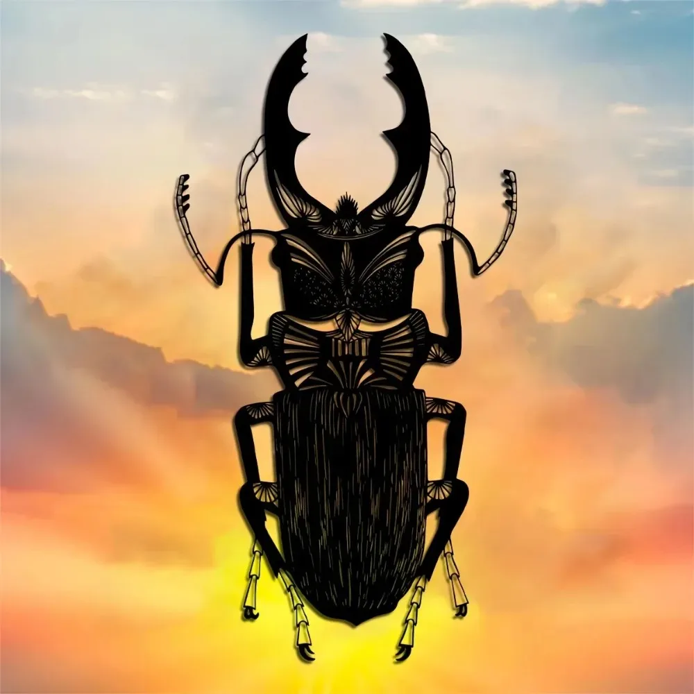 Metal Wall Art Black Iron Bug Sculpture, Insect Decor for Living Room Garden Office