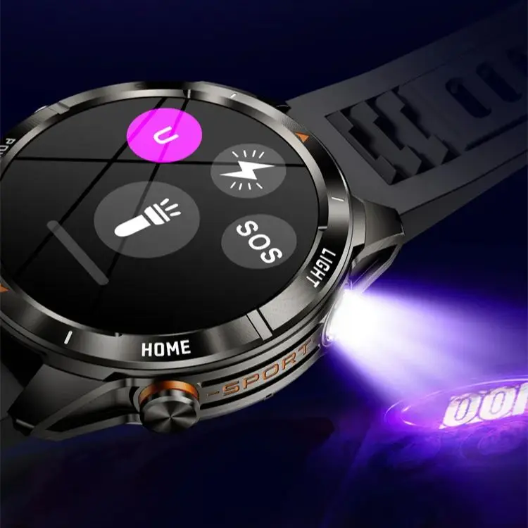 

Новейшие умные часы BT, мониторинг здоровья вызова, 1,46-дюймовый круглый экран, мужские спортивные умные часы, браслеты с УФ-фонариком