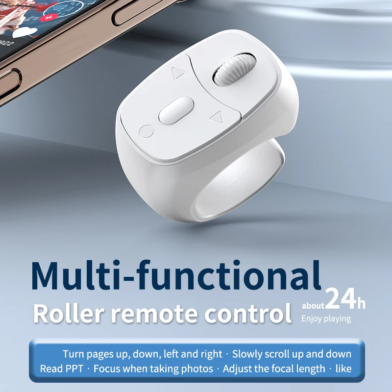 JX-11 Bluetooth-compatible Page Turner Remote Control for Smartphone Hands-Free Scroll Wheel for Reading E-Books Watching Video