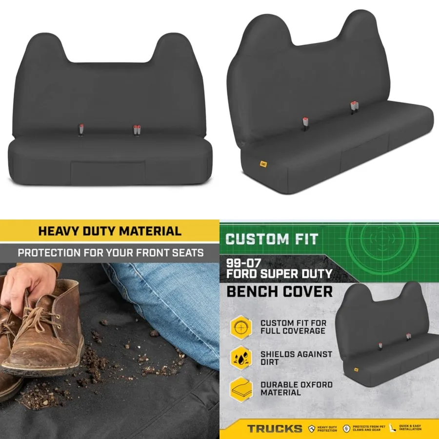 

erpillar Custom Fit Front Bench Seat Cover with Utility Pockets for Ford F250/ F350/ F450/ F550 1999-2007 - Durable Oxford Supe