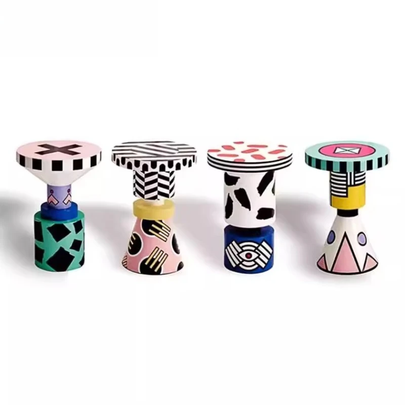 

Designer creative color round stool dopamine cartoon simple niche