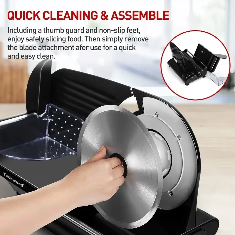 Ломтерезка для мяса, электрическая нарезка для оленя Techwood со съемным 9-дюймовым лезвием из нержавеющей стали, нож для фруктов и овощей Deli