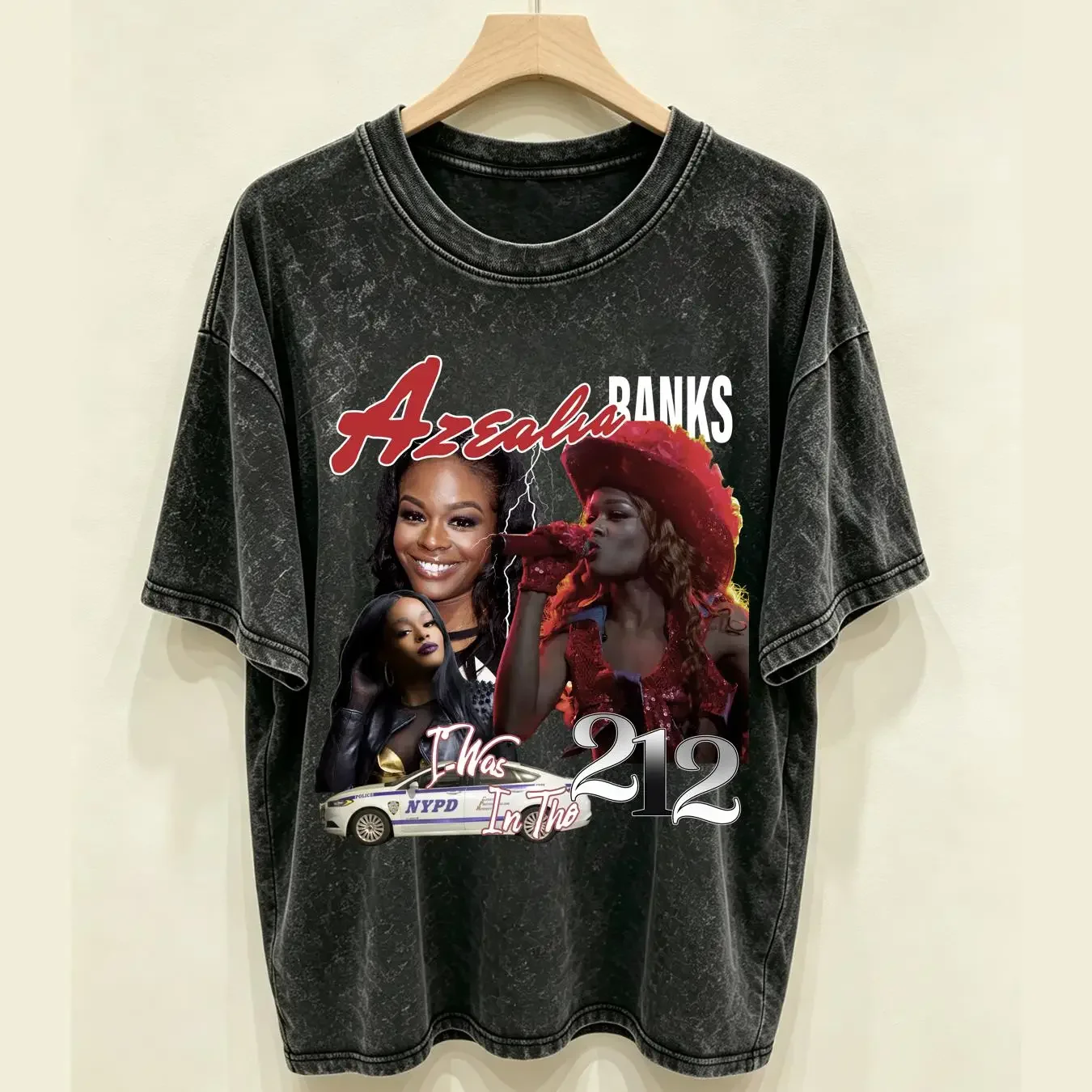 washed T Shirt Azealia Banks American Rapper Classic long or short sleeves vintage Washed Unisex graphic fashion Versatile
