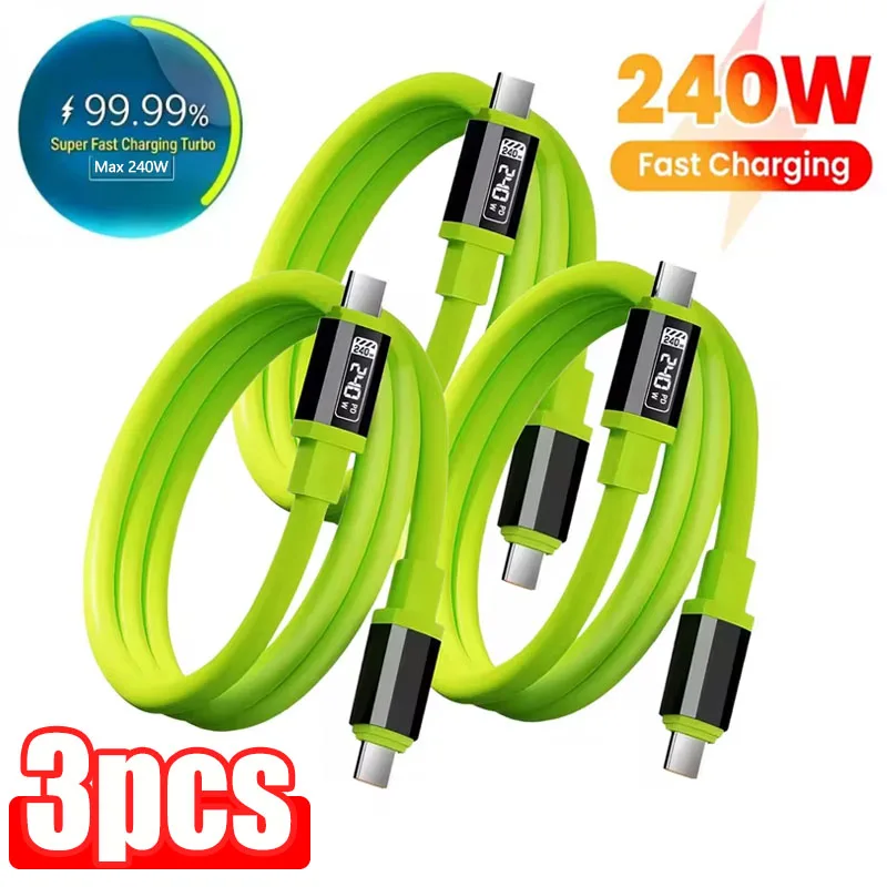 3Pcs 240W USB C To C Data Cable PD Fast Charging Charger Line for iPhone 16 17 Samsung Xiaomi Phone 0.3m/1m/1.5m/2m Type C Cord