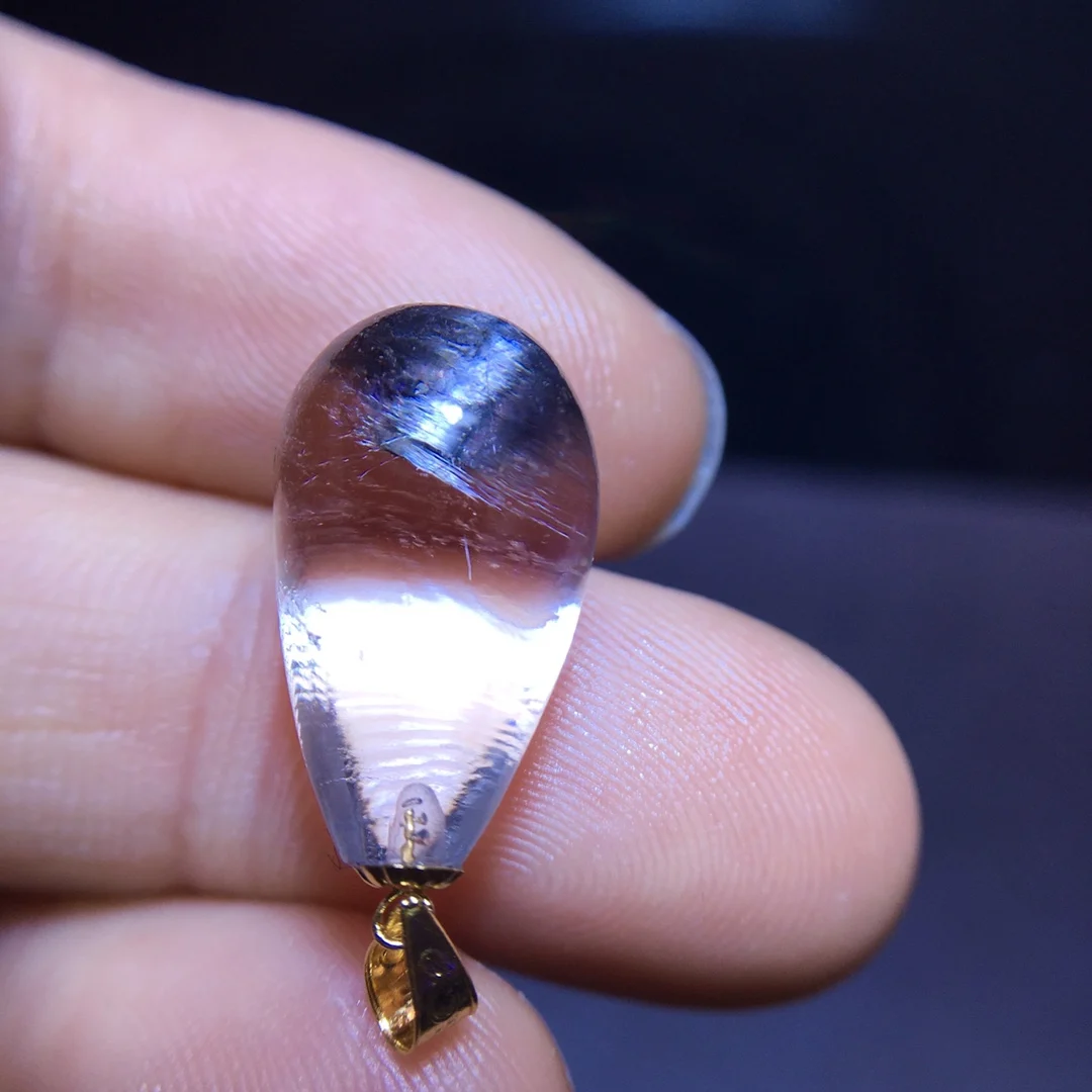 Natural Brookite Platinum Black Rutilated Quartz Pendant 18.3/10.8mm Women Men Bead Jewelry Fashion AAAAAA