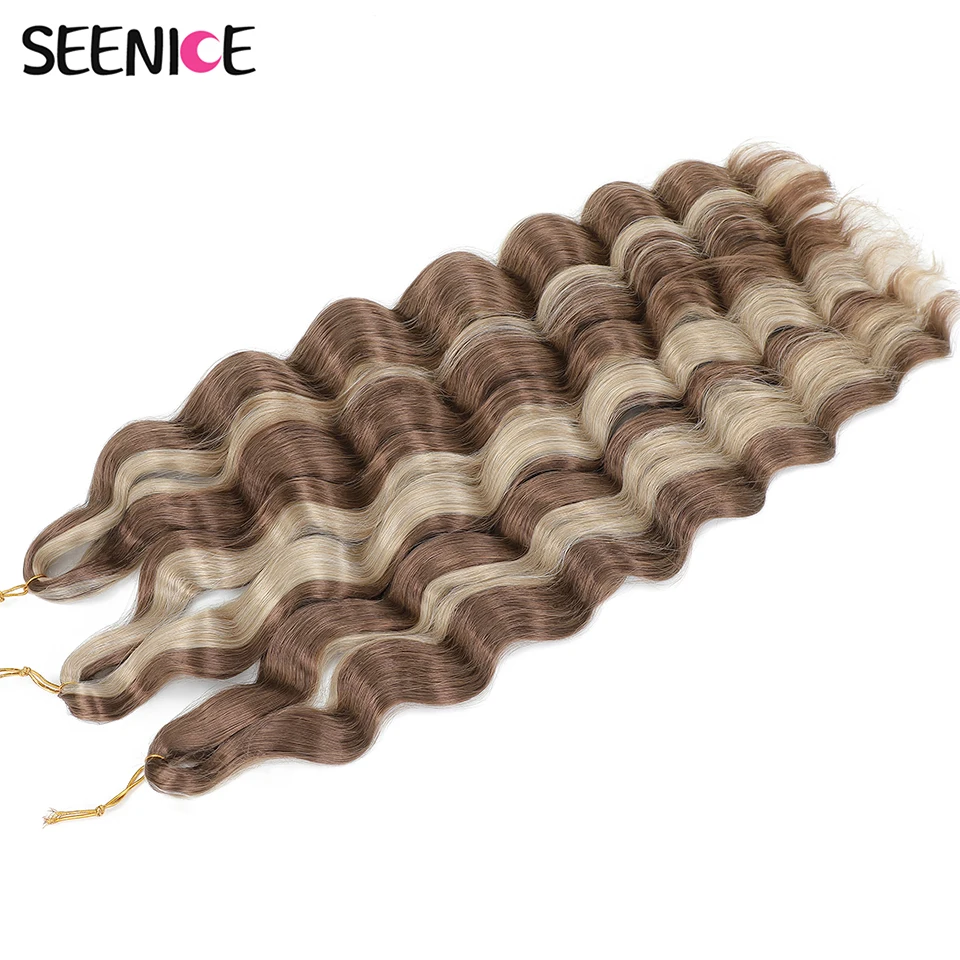 

Lena 24 Inch Ombre Blonde Synthetic Hair Water Wave Braiding Hair Extensions Deep Wave Afro Curl Twist Crochet Hair for Women