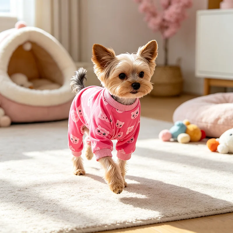 Rosa Schweinchen-Hundepyjama, Hunde- und Katzenkostüme, dehnbare, lustige Haustierkostüme, Kleidung, Pyjamas für mittelgroße Hunde – Detail 3