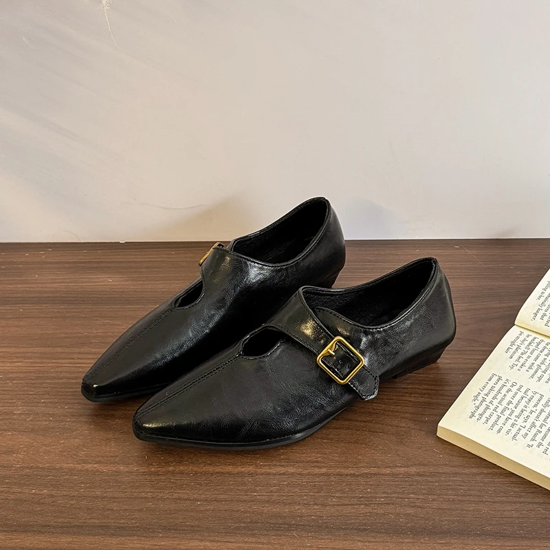 الفرنسية خمر ماري جين فتاة خريف/شتاء 2025 جديد كلمة واحدة مشبك أشار تو كتلة كعب حذا فردي للسيدات #2