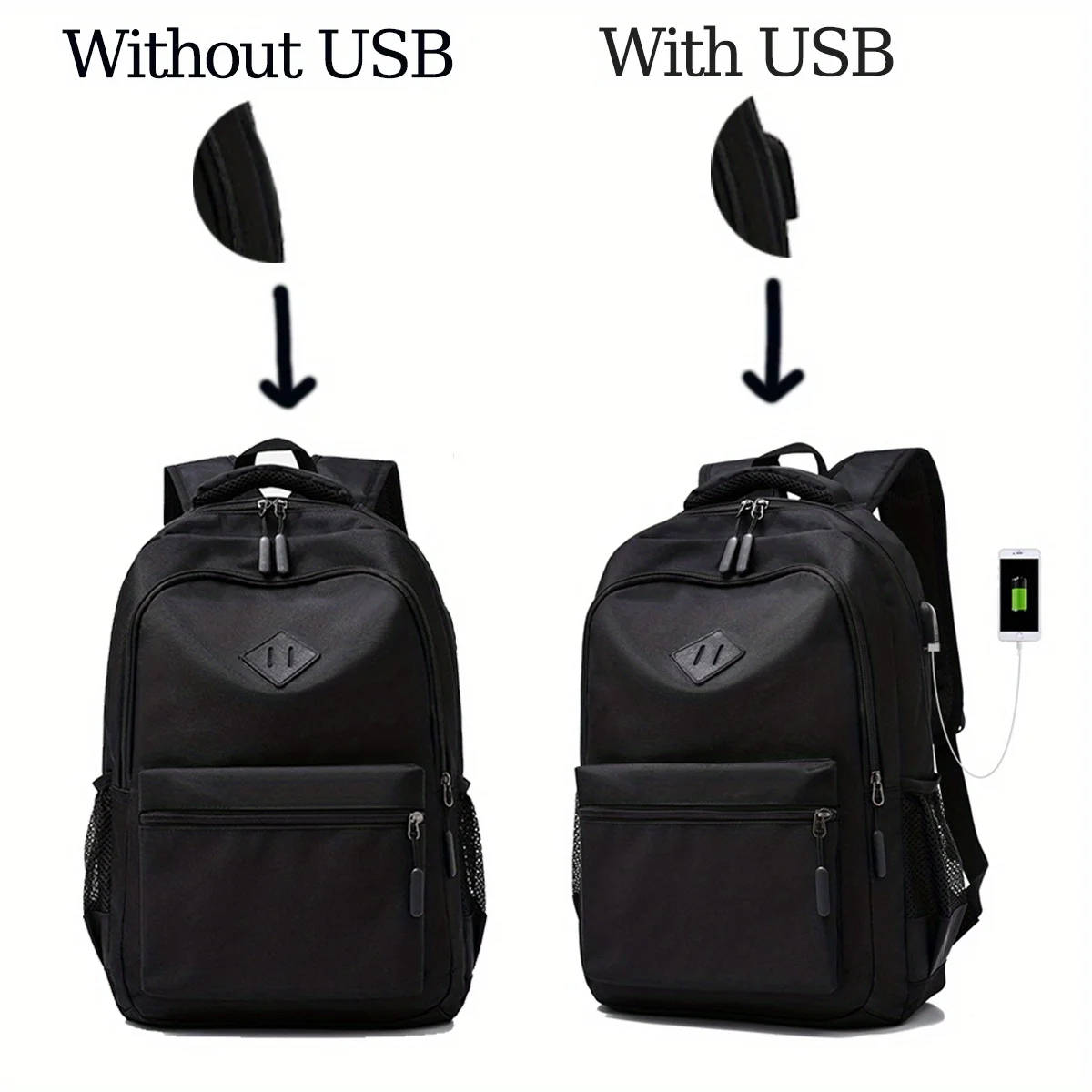 حقيبة ظهر رجالية من القماش أحادي اللون ، كاجوال للعمل ، سعة تخزين كبيرة ، جيوب متعددة