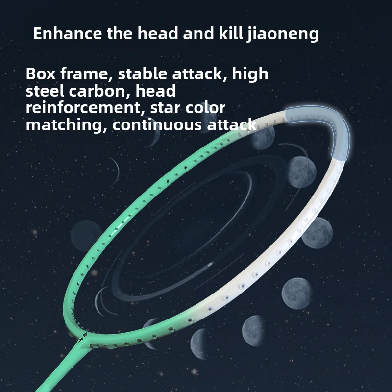 

Balanced Blade Reinforced Moon Phase 4U Full Carbon Durable Entry Level Badminton Racket Lightweight High Control Power Raqueta