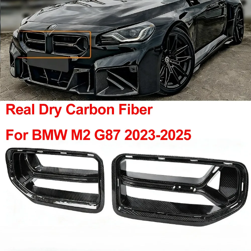 Real Dry Carbon Fiber Trim Für BMW G87 M2 2023-2025 Auto Frontschürze Grille Racing Grills Mesh Abdeckung auto Außen Zubehör