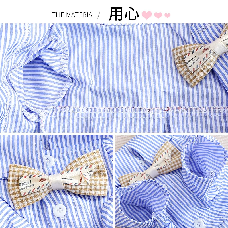 Pet Dog Clothes Bowknot Striped Shirts for Dogs Clothing Cat Small Thin Summer Blue Fashion Boy Girl Chihuahua Pet Products 2022