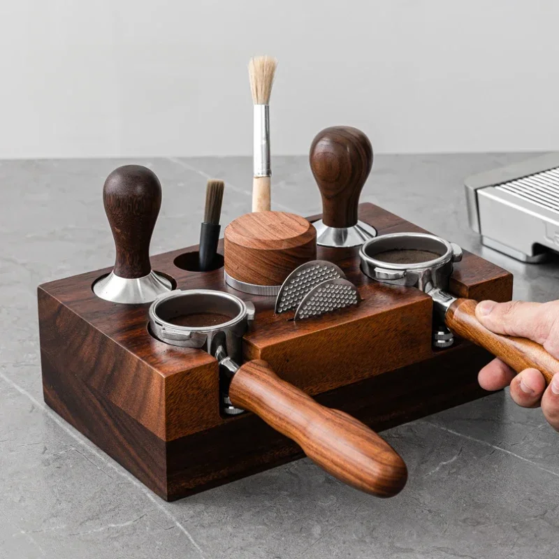 Tamping Mat Coffee Accessories Organizer Wooden Stand for Coffee Tamper Base Barista Cafe Accessories Tamp Station Holder Wood