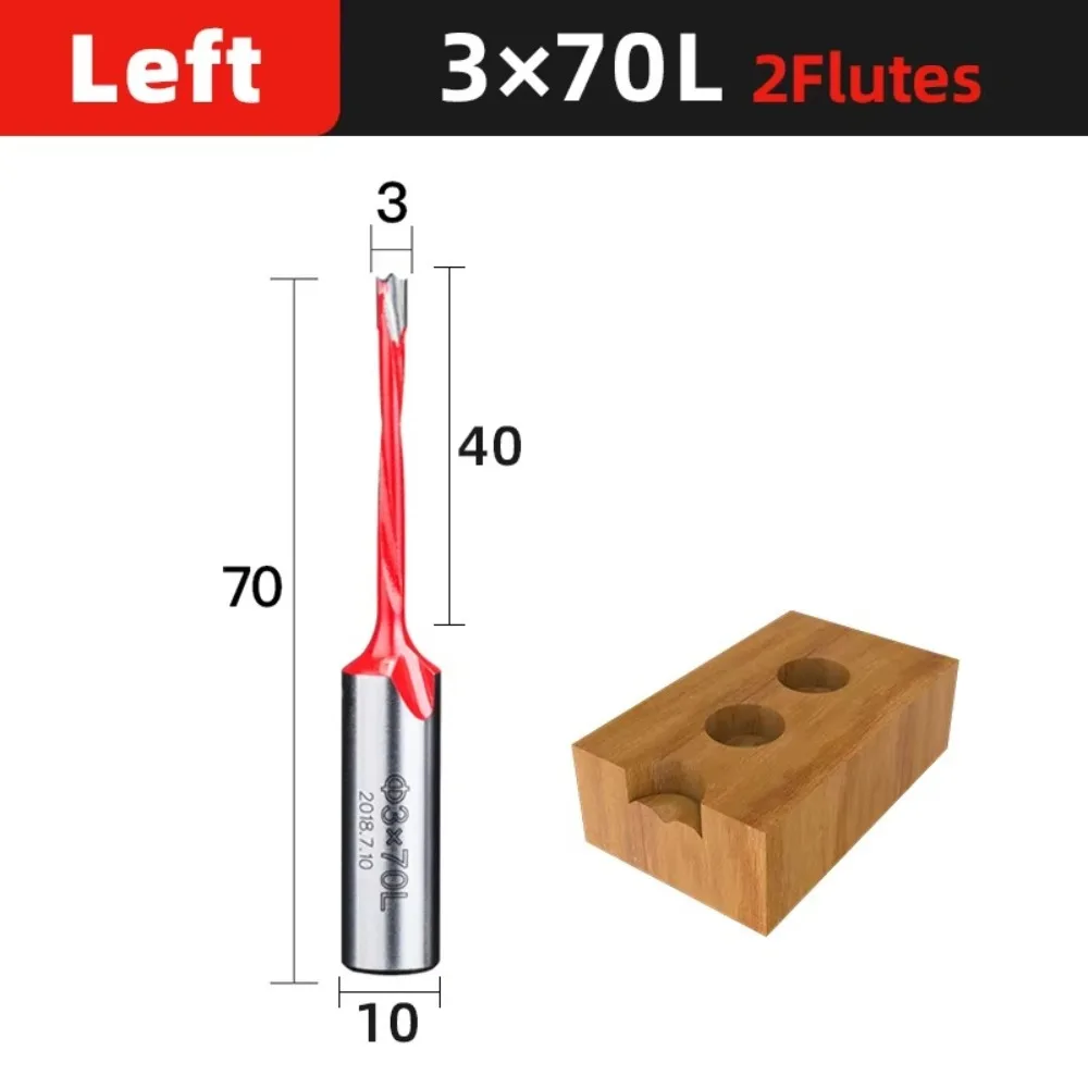 New 2 Flute Drill Bits Left/Right 10mm Shank Router Bits Carbide Row Drill Wood Alloy