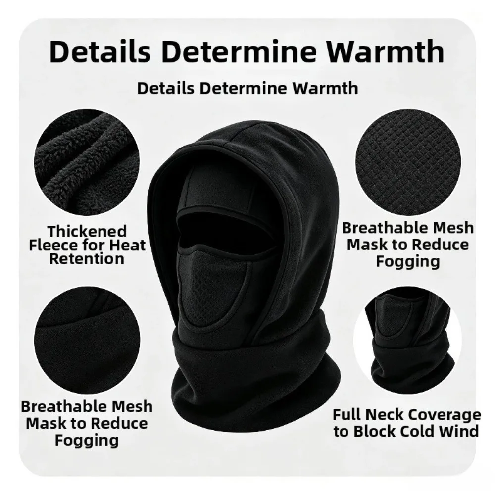 Casual Fleece Lining Winter Balaclava Hat Windproof Thermal Insulation Face Neck Warmer Coldproof Breathable Winter Outdoor Cap