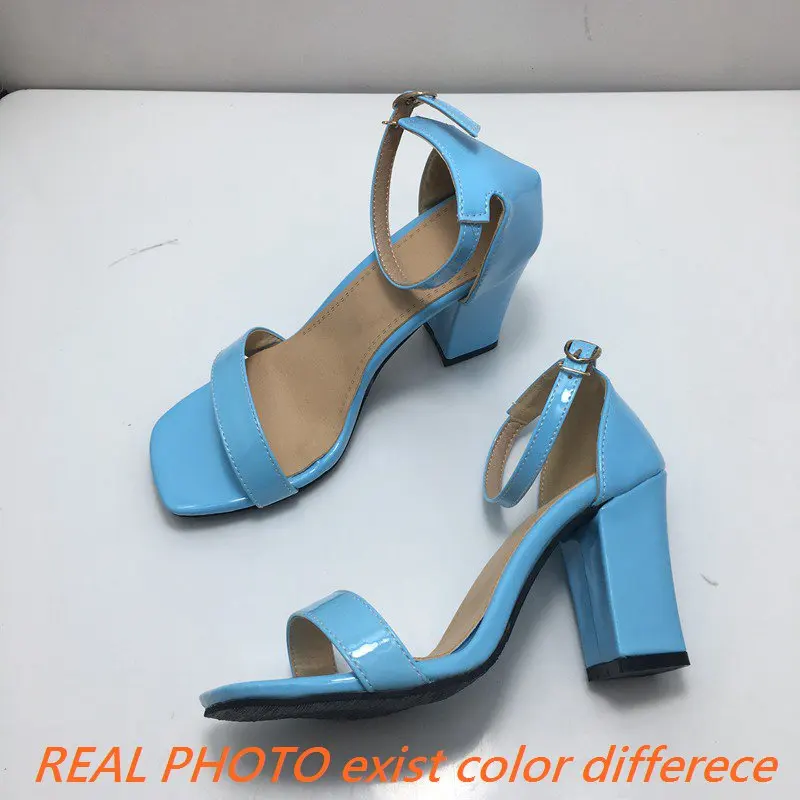 Girseaby-Sandalias con punta abierta para mujer, tacones de bloque, correa de hebilla en el tobillo, Sexy, negro, amarillo, diario, verano, 28-52