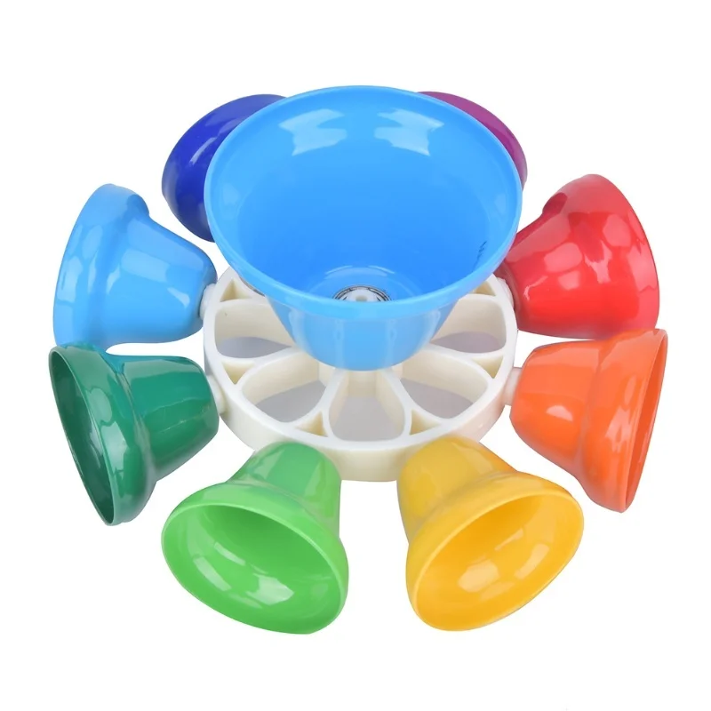 กระดิ่งมือ 8 เสียง สีรุ้ง ของเล่นดนตรีสำหรับเด็ก อุปกรณ์เสริมเครื่องดนตรี