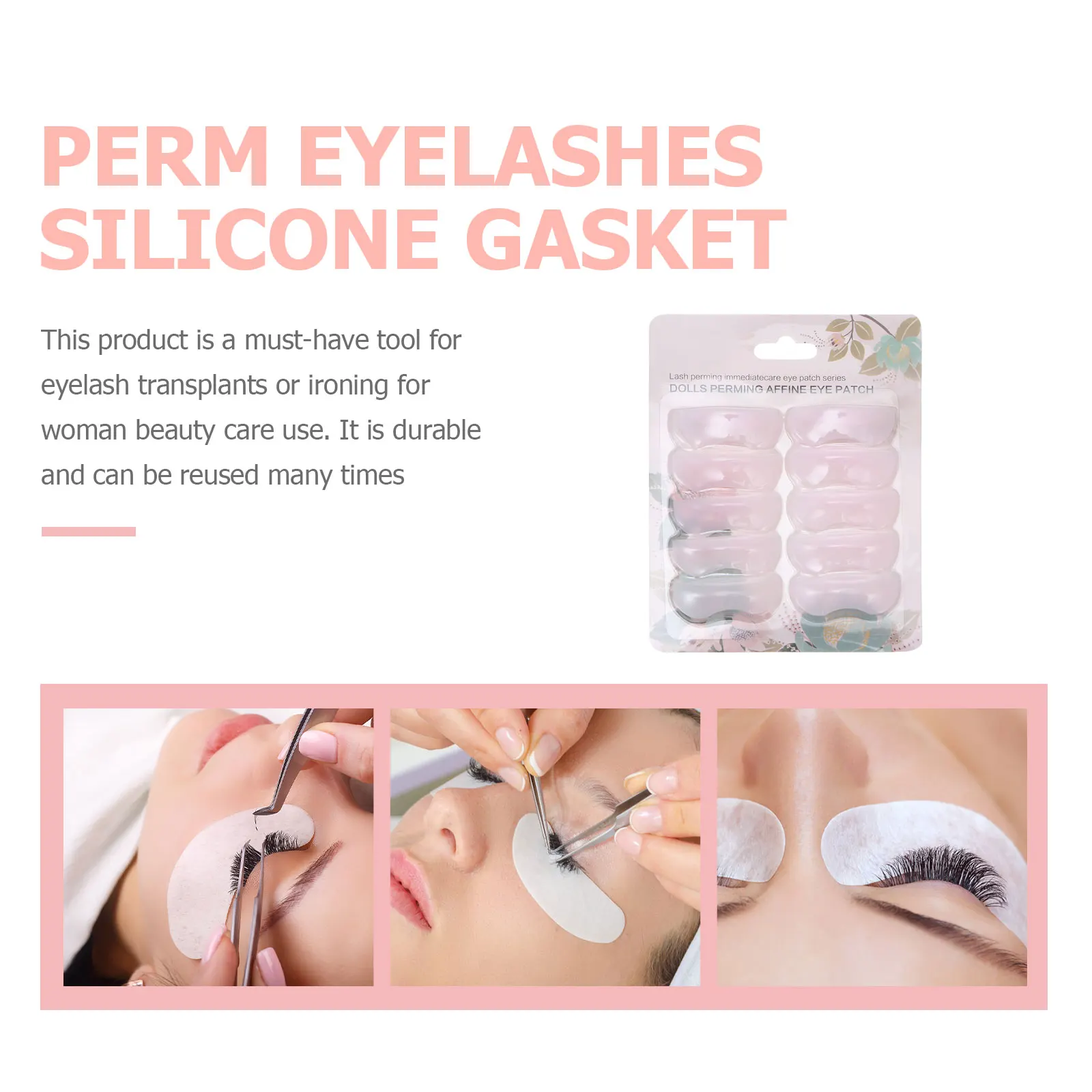 

20Pcs Silicone Eyelash Perm Gaskets Reusable Lash Curling Pads for Beauty All Eye Shapes Extension Gasket Set