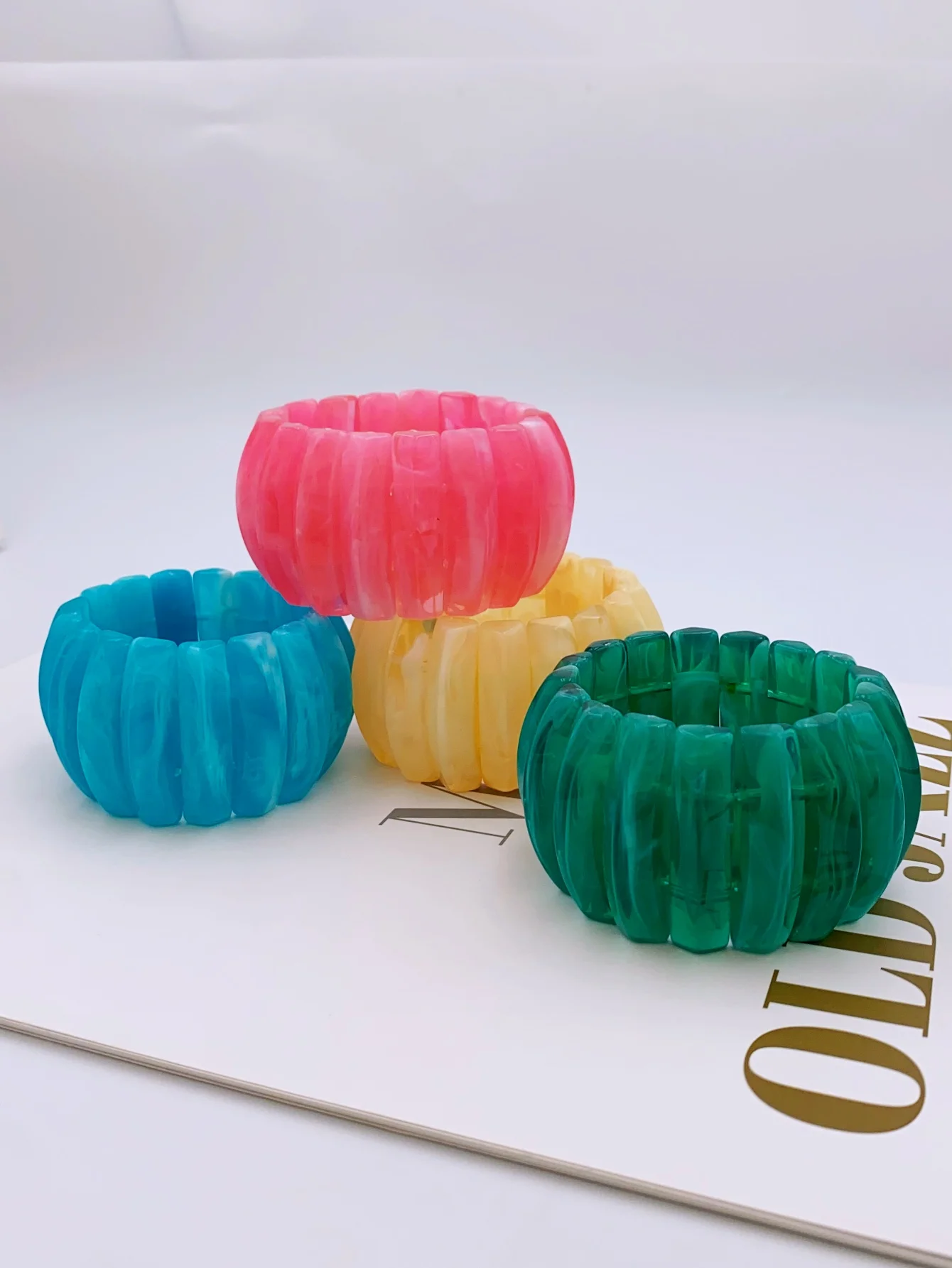 

Handcrafted Acrylic Bangle Bracelet with Unique Shape, Elasticity and Perfect for Women's Everyday Wear bangle bracelet