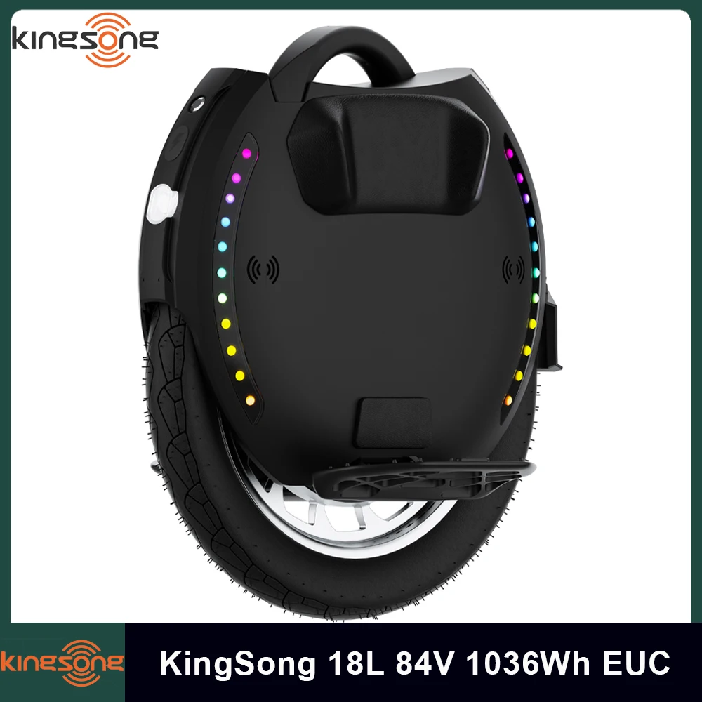 Monociclo Eléctrico KingSong 18L 84V 1036Wh Negro, Motor de 2200W, Potencia Pico de 4000W, Neumático de 18*2.5 Pulgadas, Disponible en la UE