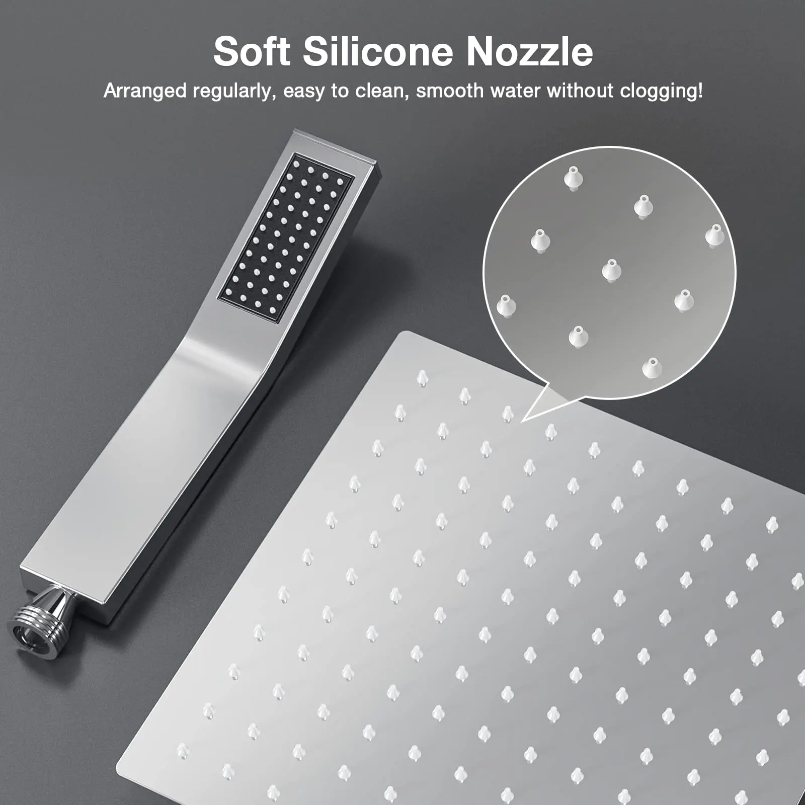 Rain Shower System 10 Inch Square Head High Pressure Wall Mount Faucet Set with Hand Sprayer Bathroom Mixer US SEND