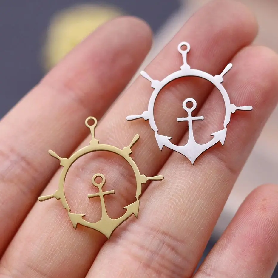 

3pcs Compass Anchor Cross Stainless Steel Pendant Charms for Jewelry Making Trendy Necklace Earrings Craft Guide diy Accessories