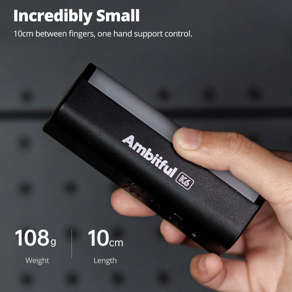 

Миниатюрная RGB-лампа Ambitful K6 для фото- и видеосъемки, портативная светодиодная лампа с магнитным креплением, 2500-9000K, для влогов и YouTube.