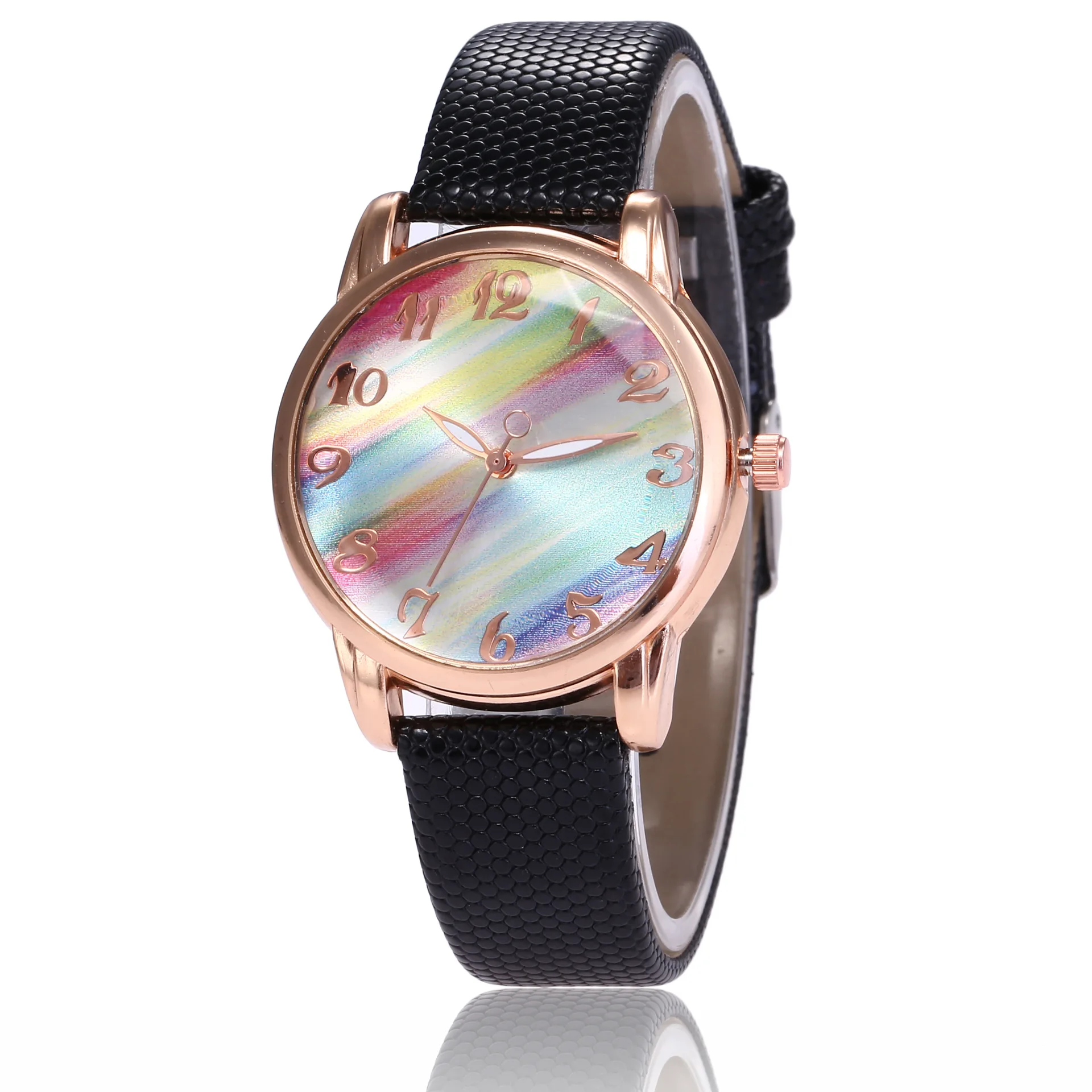 Women Fashion Rainbow Watch Leather Band Wrist Watch Casual Ladies Watch Women's Quartz Watches Relogio Feminino Montre Femme