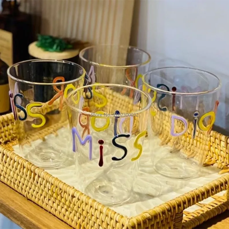 450ml Heat Resistant Glass with Colorful Letter Happy Birthday Smile Cocktail Cups  Coupes Wine Glass Wine Glass