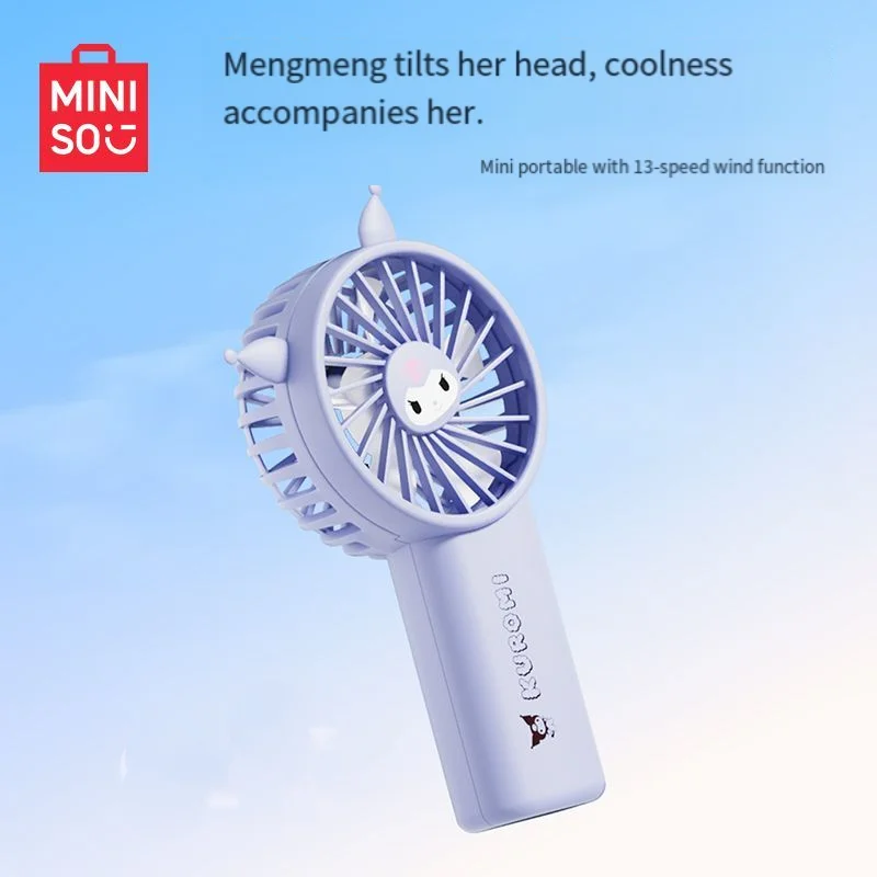 

Ручной вентилятор MINISO Sanrio Cinnamoroll Kuromi My Melody, 1800 мАч, мини-вентилятор для поездок на работу, портативный USB перезаряжаемый женский подарок для девочек