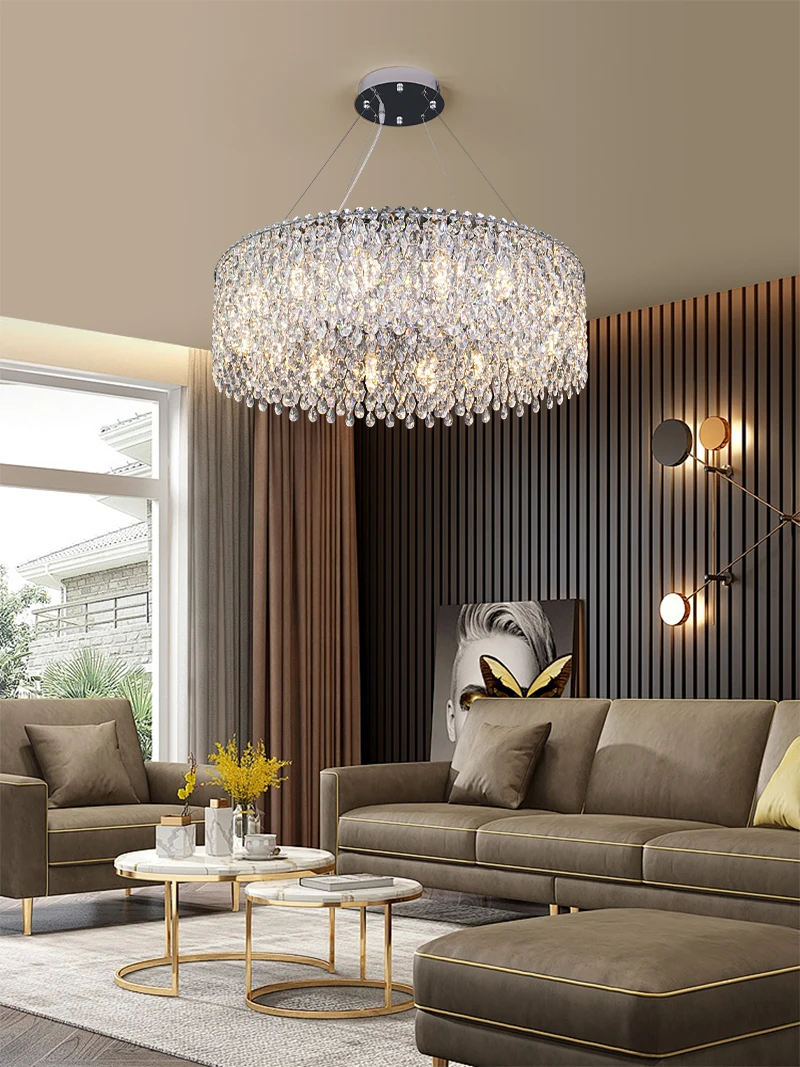 

Nordic Luxury Crystal Chandelier Living Room Led Pendant Light New Long Dining Room Chandelier Bedroom Indoor Lighting Fixtures