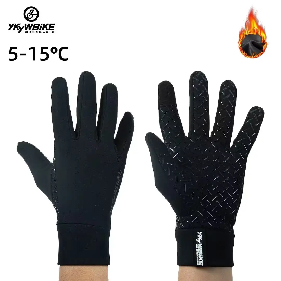 YKYWBIKE Winter Cycling Gloves Men Women Touch Screen Padded Bike Glove Water Resistant Windproof Warm AntiSlip Elastic Running