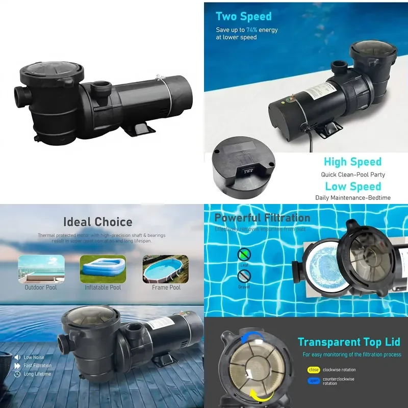 STROVAN JADE J11504E 1.5HP Energy Efficient Dual Speed Above Ground Pool Pump 115V 60Hz ETL Listed Ultra Quiet IP54 Rotatable