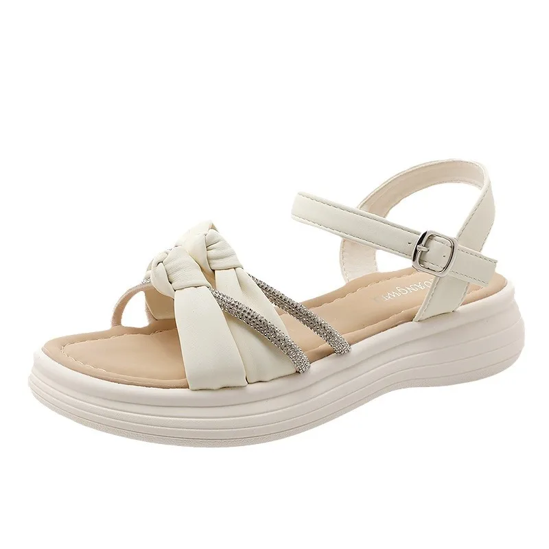 2024 New Fashion Women's Sandals Open Toe Cross Strap Summer Comfortable Thick Sole Temperament Buckle Design Women's Shoes