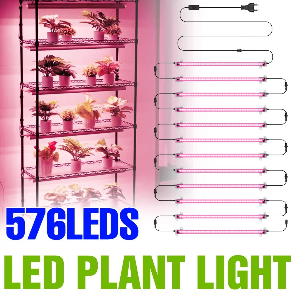 

LED Full Spectrum Grow Light Strips 220V Indoor Potted Flowers Growth Box Hydroponics Tomato Vegetables Cultivation Lamp EU Plug