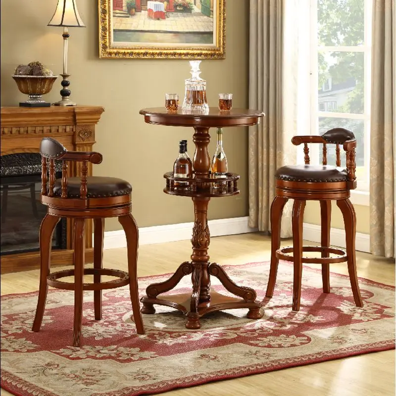

Solid wood home bar table round small bar table atmosphere round table