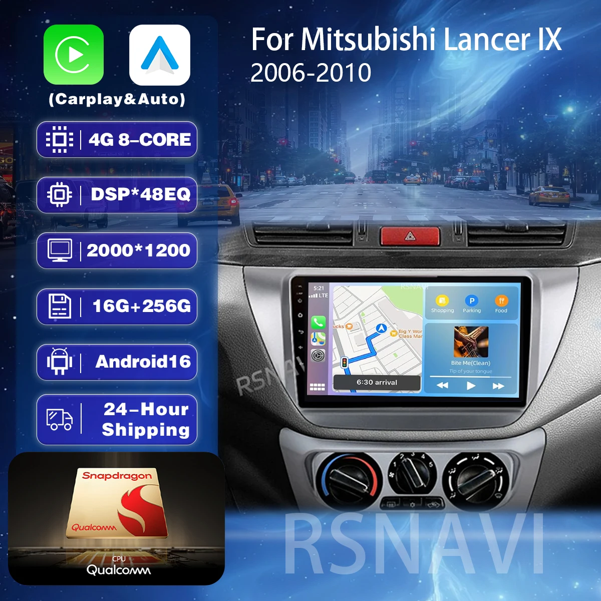 Android 16 Carplay Auto 2K Screen Car Radio Multimedia Player For Mitsubishi Lancer 9 CS 2000 - 2010 DSP Autoradio Stereo 2din 