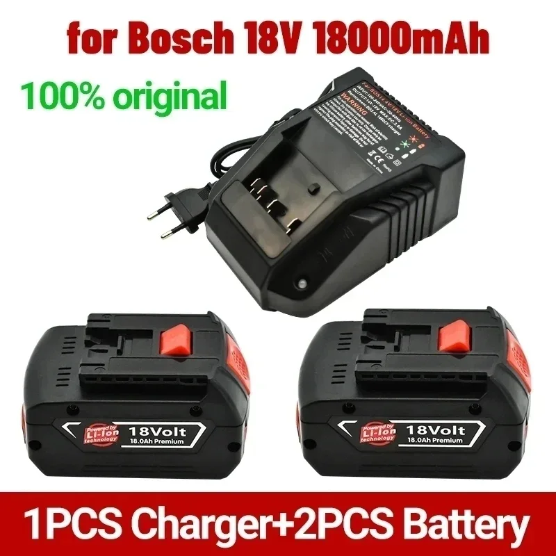 

18V Battery 18Ah for Bosch Electric Drill 18V Rechargeable Li-ion Battery BAT609 BAT609G BAT618 BAT618G BAT614 + 1Charger