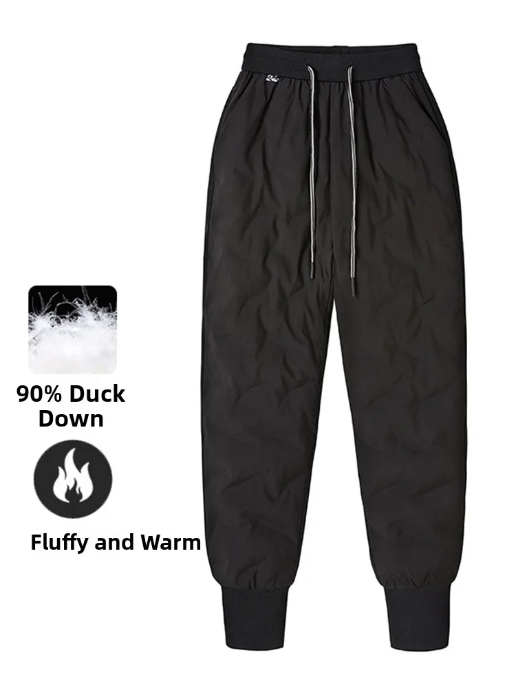 

Faionable aphene Fabric Men's down Pants 2023 Slim Fit Heat Retention Anti-Static Joint Protection Youthful Sle Long Pants