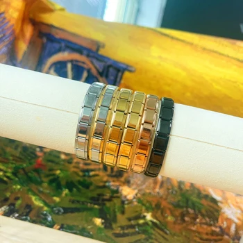 Original Italian Charm Y2K Diy สร้อยข้อมือสแตนเลสสีเงินสีทองสีดํา