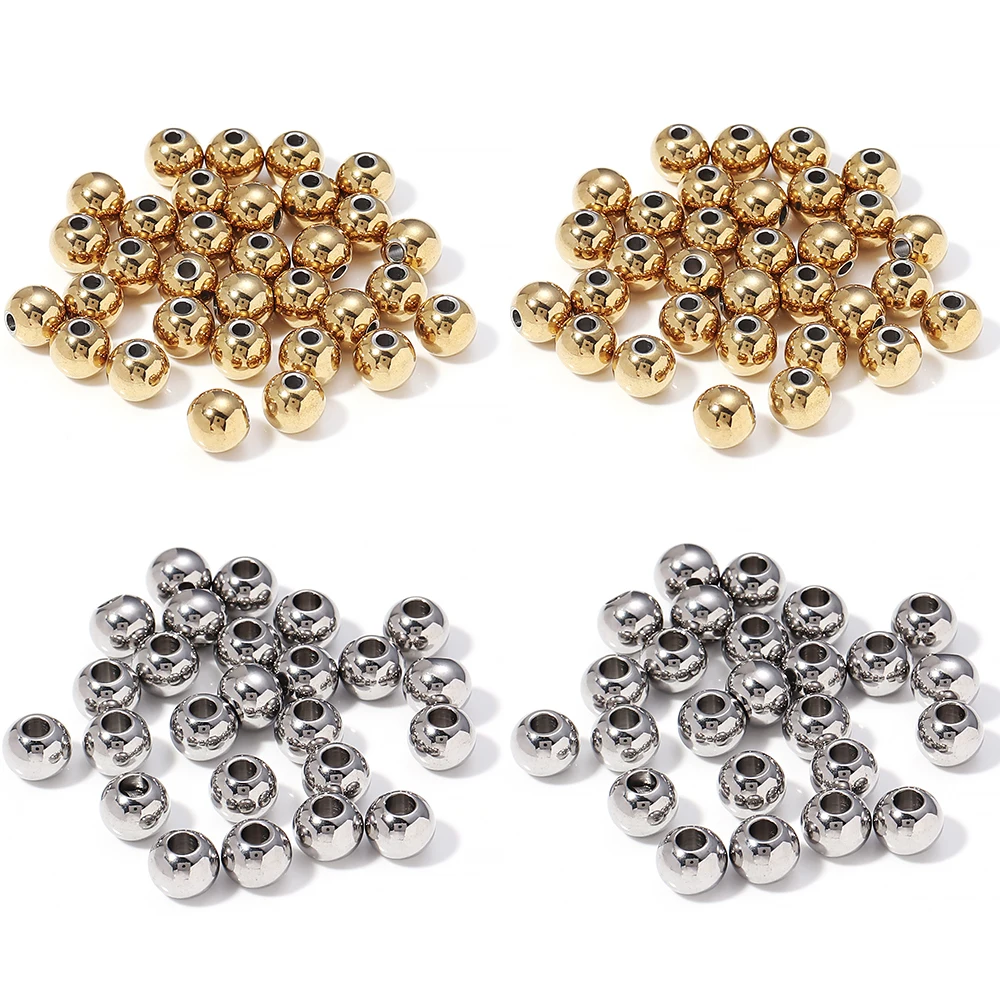 Rvs Kralen Goud Kleur Multi Size Losse Spacer Ronde Kralen Voor Sieraden Maken Diy Ambachtelijke Armband Oorbel Accessoires