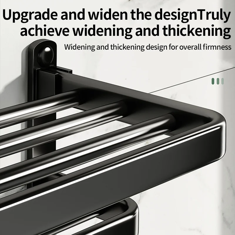 Space aluminum bathroom storage rack wall mounted towel rack black non perforated toilet towel rack toilet