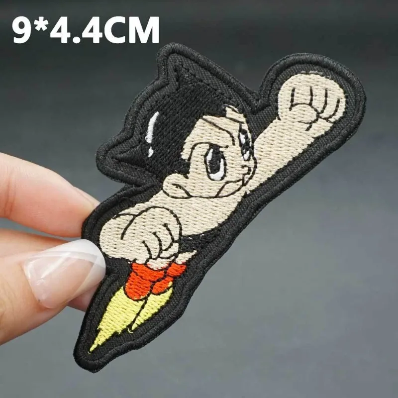 Astro Boy Atom Badge Stickers DIY Cartoon Embroidery Velcro Patches Kids Clothing Iron on Patch Appliques Clothes Hats Patches