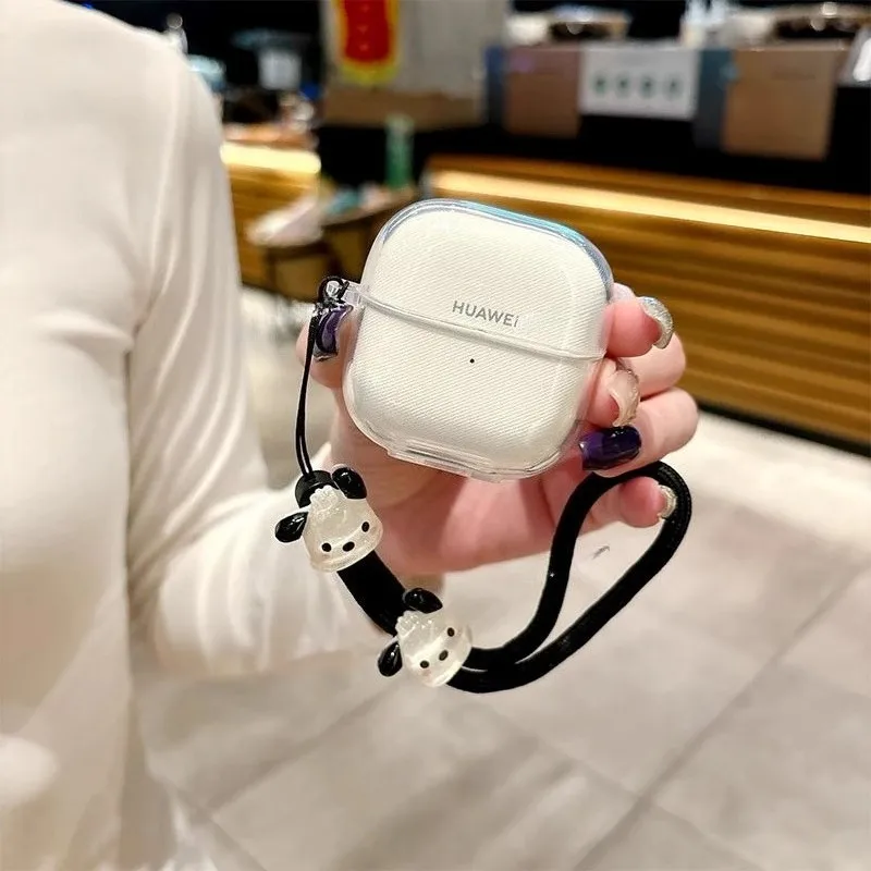 

Чехол для Huawei FreeClip 2, защитный прозрачный чехол из ТПУ, чехол для наушников Bluetooth, портативный чехол для наушников со шнурком
