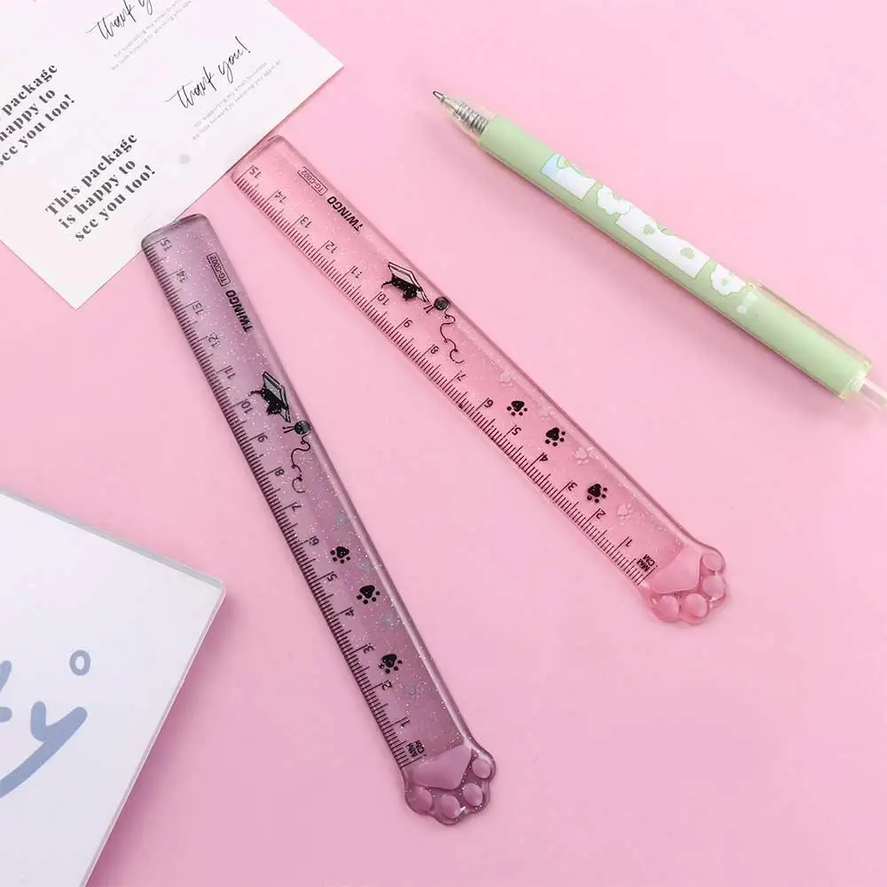 Creative Cute Office School Supplies Stationery Painting Plastic Cats Claw Ruler Scale Ruler Straight Ruler Measuring Ruler
