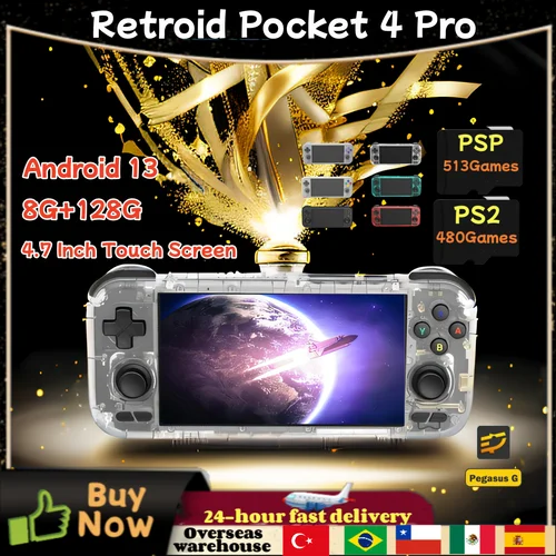 Consola de juegos portátil Retroid Pocket 4 Pro RP 4Pro consolas de videojuegos Retro pantalla táctil de 4,7 pulgadas 8G + 128G Android 13 PSP PS2