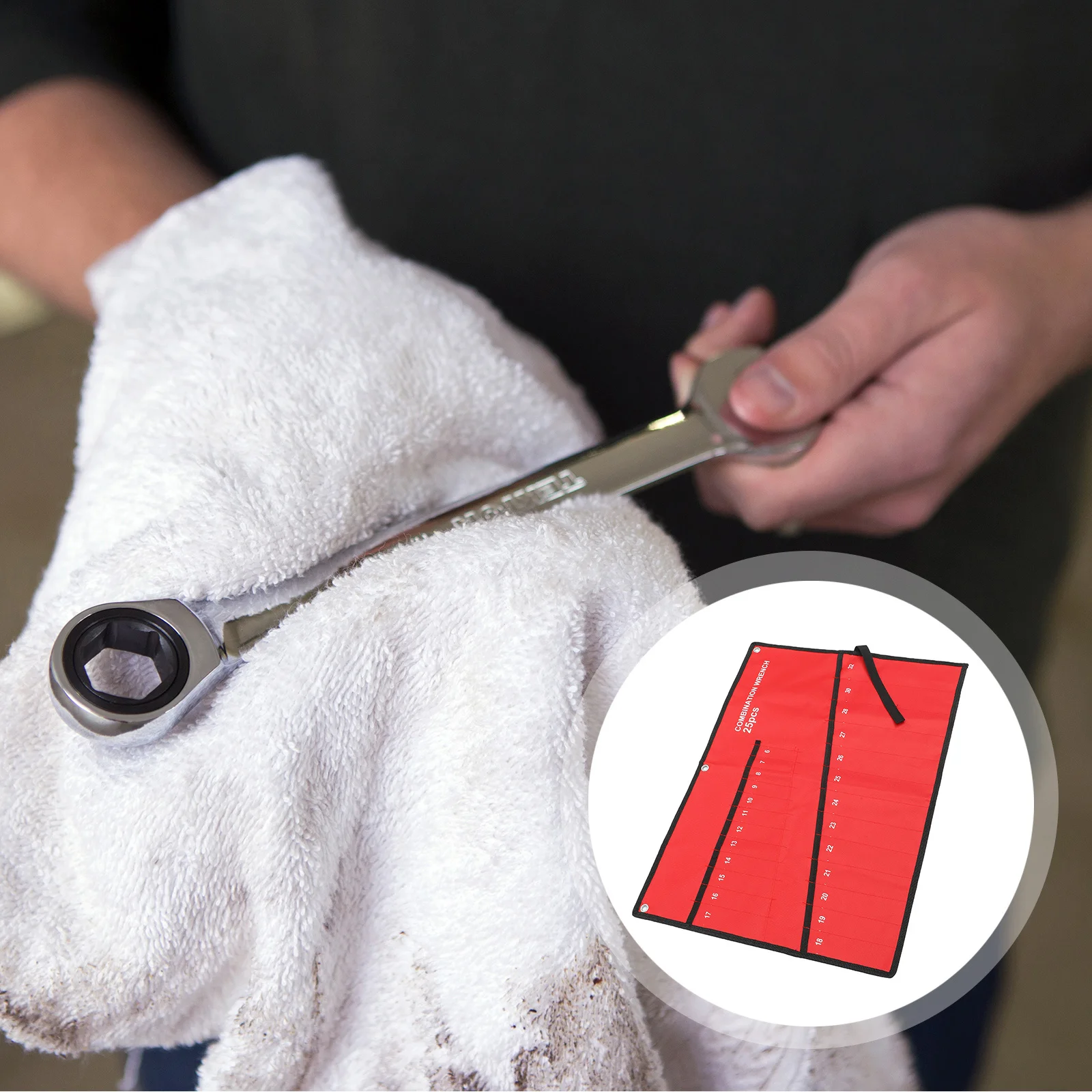 25-فتحة قماش حقيبة أدوات معلقة وجع التخزين المنظم لإصلاح كهربائي متعددة الأغراض فائدة كيس التخزين