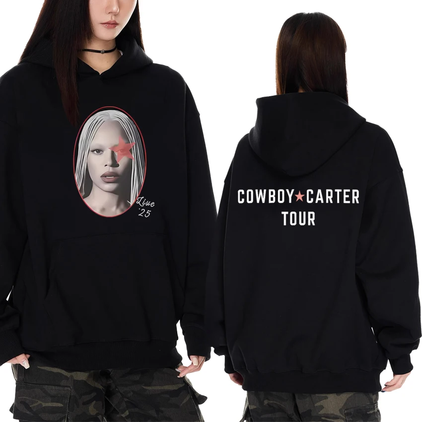 

Hot Sale Beyonce Cowboy Carter Tour 2025 Double Sided Graphic Sweatshirt Men women vintage Hoodie Unisex Fleece Casual pullover