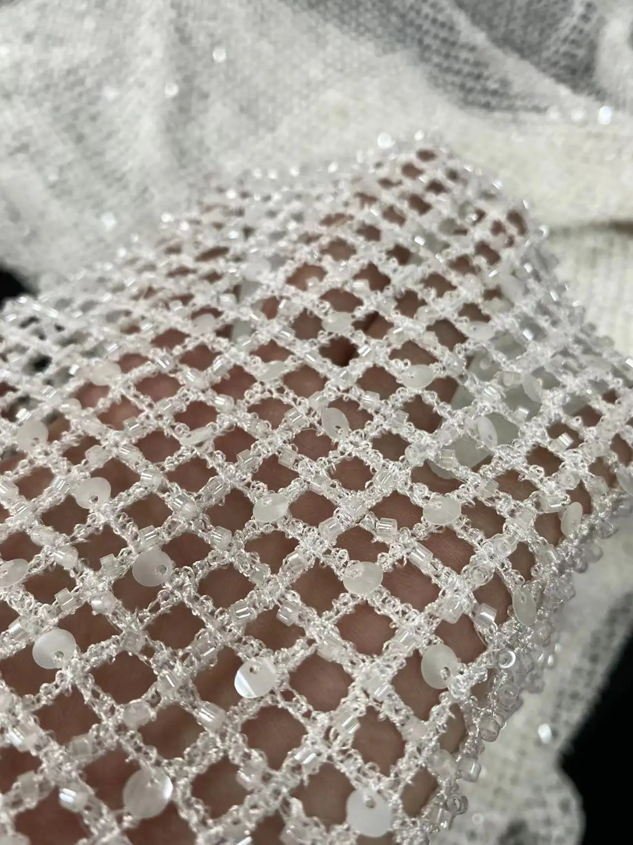 2024 High Quality Beaded Sequins  Soft Touching White Wedding Dresses Bridal Lace Fabric African Dubai Lace Fabric 5y/lot