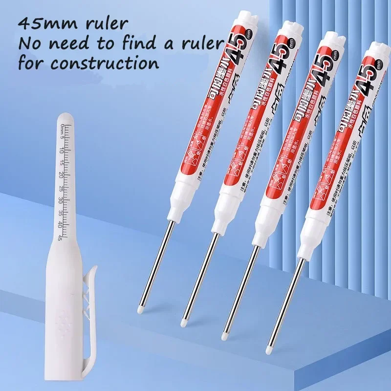 7/8/9/10PCS White Water-Based Long-Tip Marker, 45MM Multi-functional Deep Hole Marker Pens, 1.0MM Fiber Nib